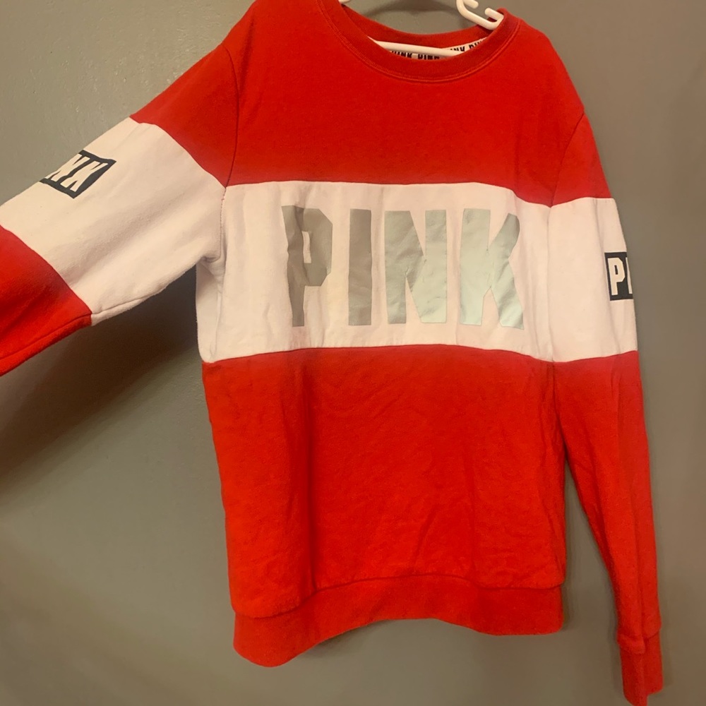 Red & white PINK Crewneck